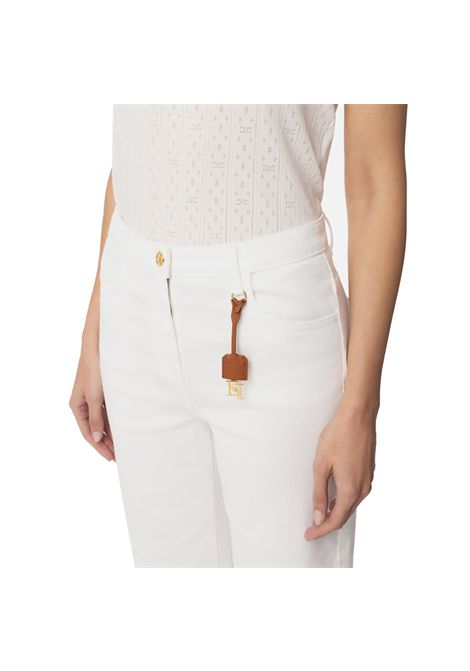 Pantalone Elisabetta Franchi donna PJ94151E2 192 avorio bottore dorato logato ELISABETTA FRANCHI | Pantaloni | PJ87D51E2360